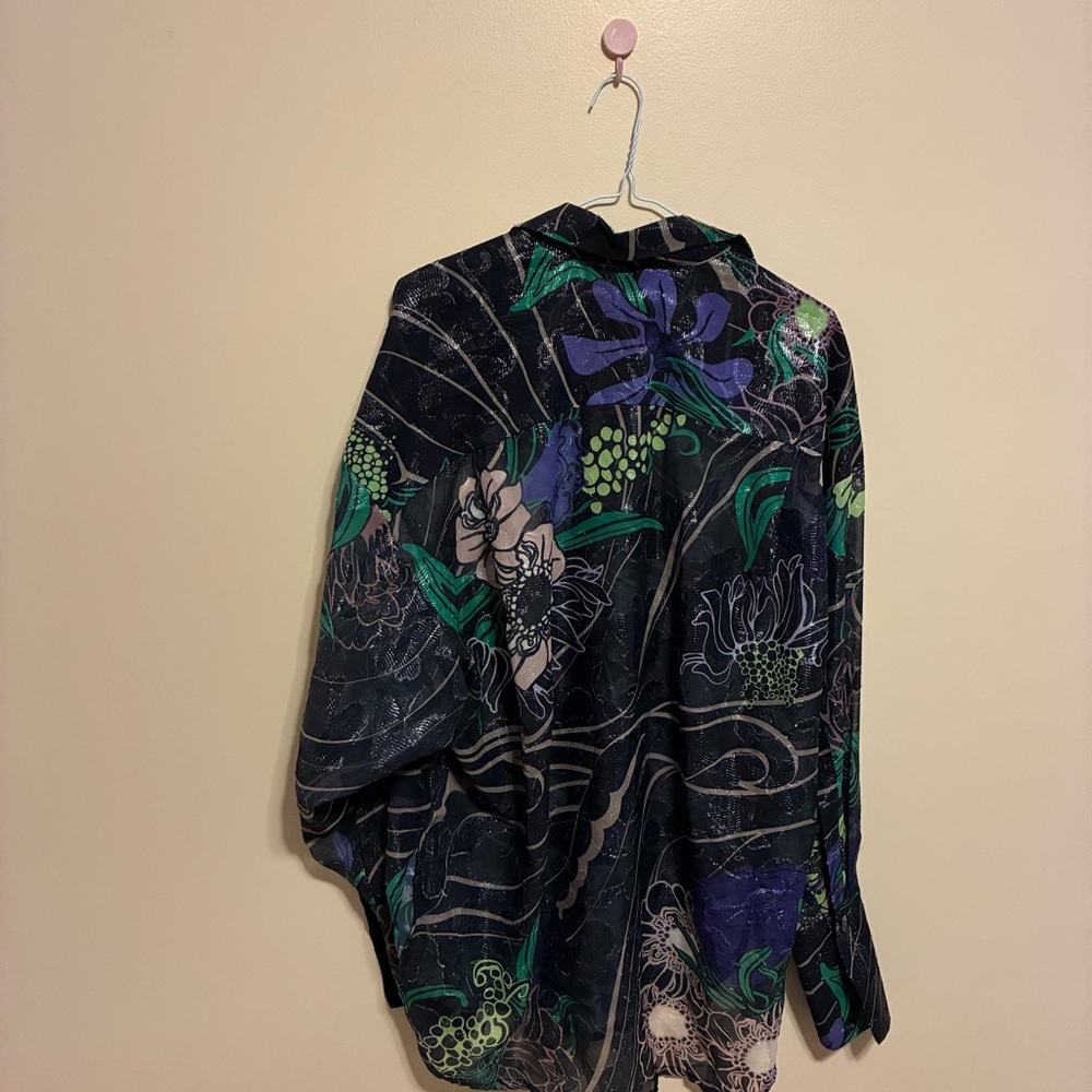 Sabina Musayev Sheer Floral Blouse in Black Multi Size Small - Picture 4 of 10